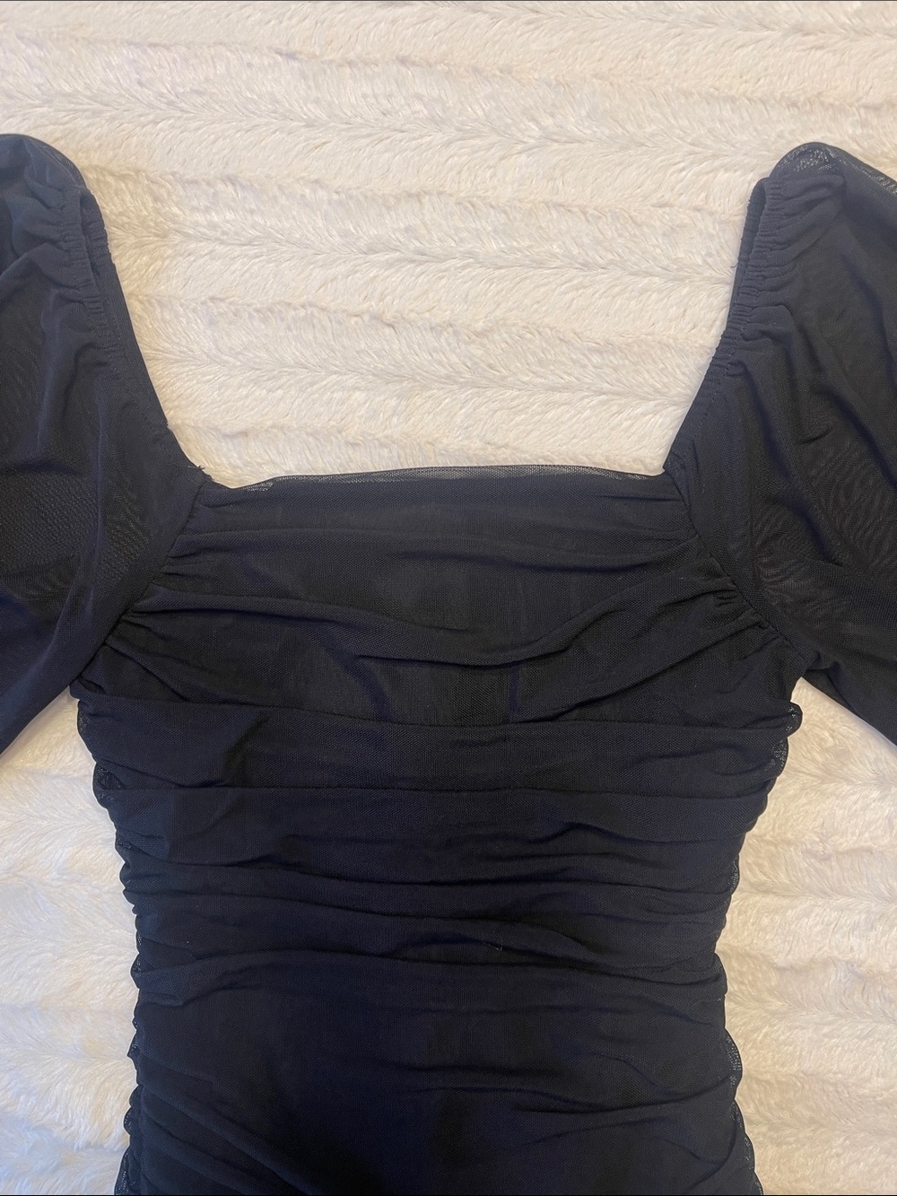 Lulu's Black Ruched Puff-Sleeve Mini Dress - Picture 2 of 9